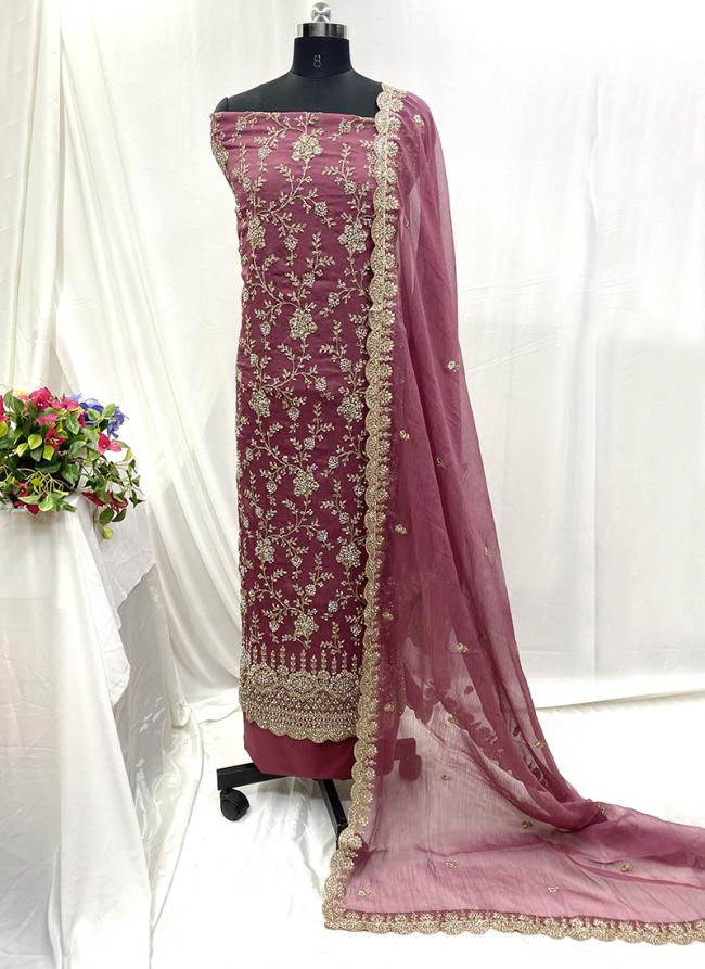 Chiffon Pink Wedding Wear Hand Work Salwaar Suit